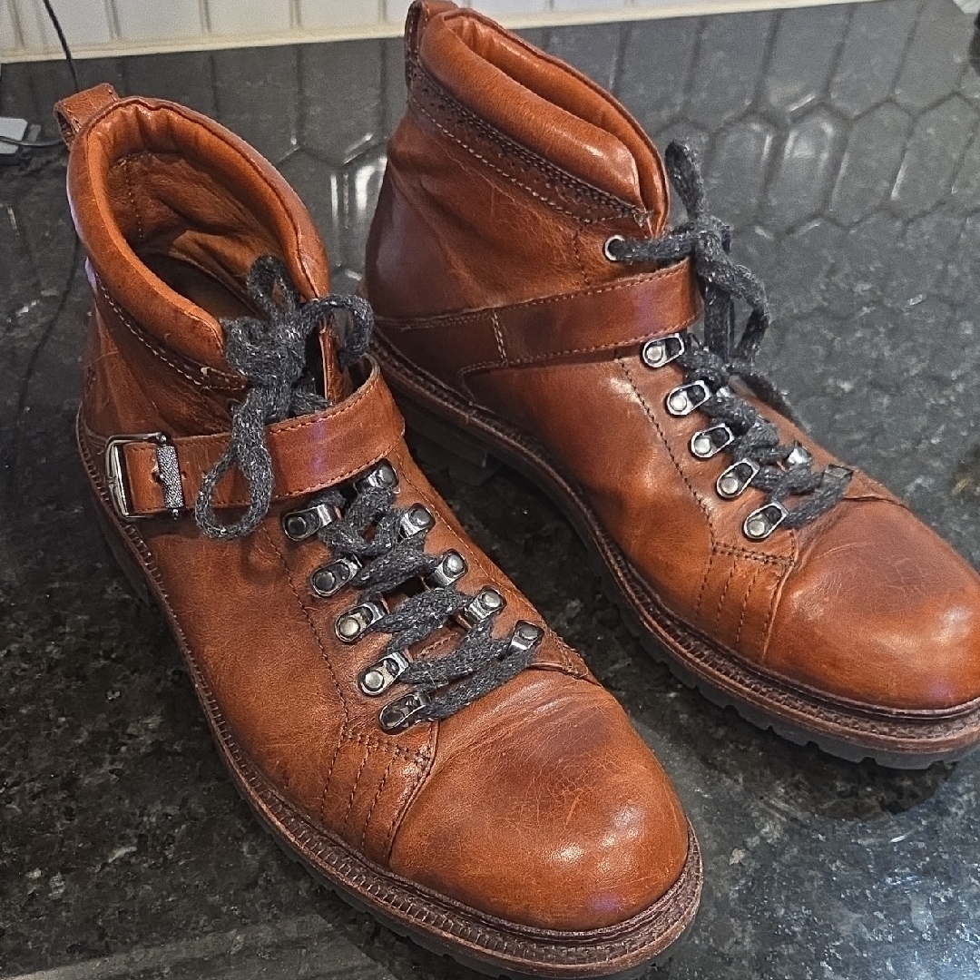Frye George Norwegian Men's Brown Leather Hiking Boots Size 10